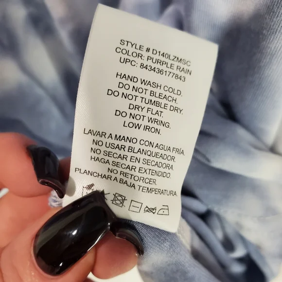 T&S by Thread & Supply Women's Hand Tie- Dyed Sleeveless Dress Purple Rain SZ M - Picture 4 of 7